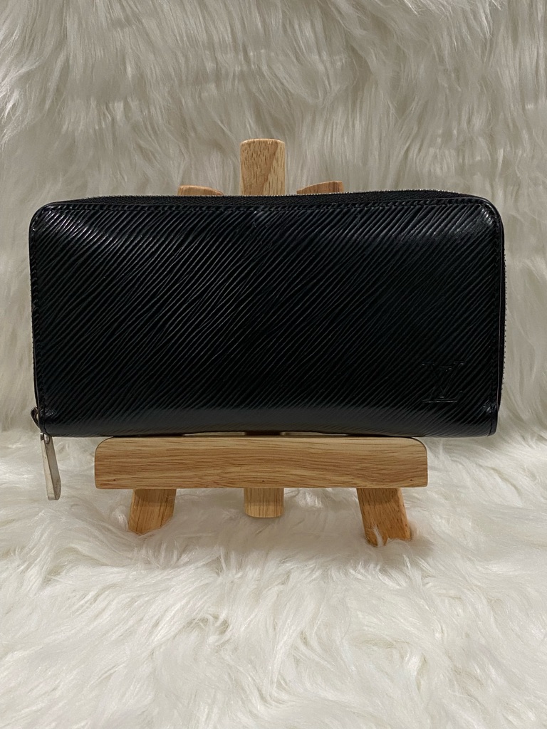 Louis Vuitton Black Epi Leather Zip Wallet Hot Pink Interior